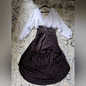 FP Ombre High Low Tied Dyed Iconic Rare Maxi Dress Lavender Rark Grey